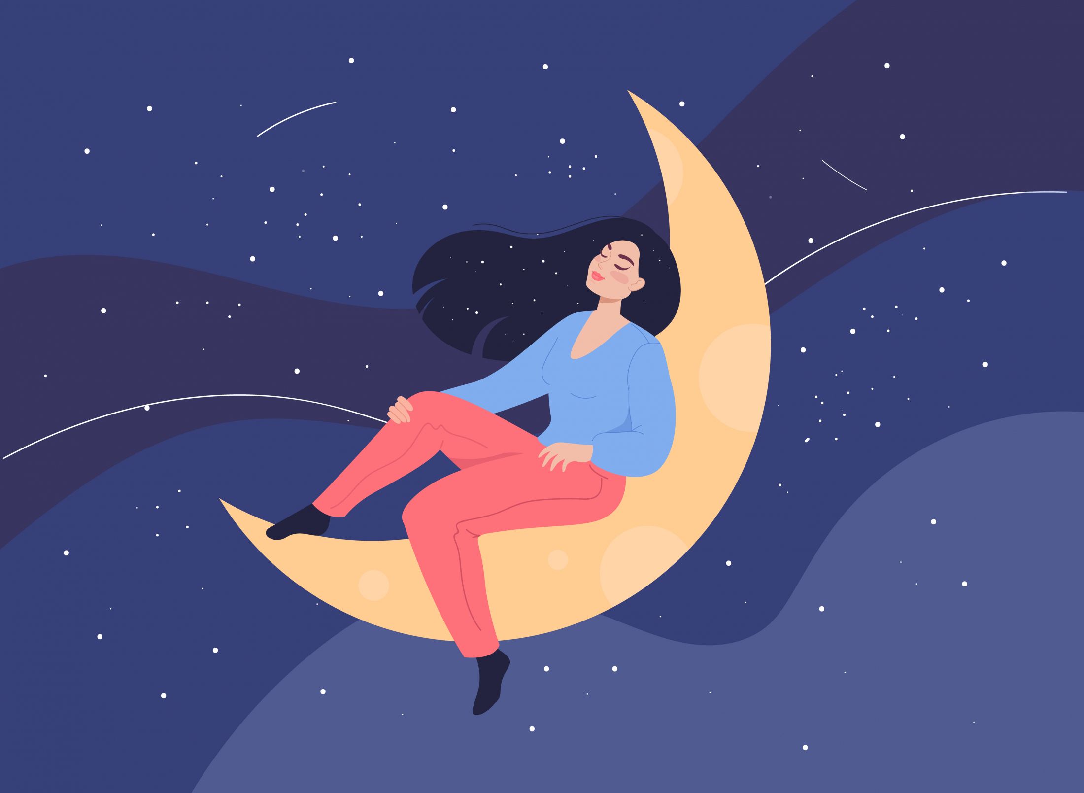 Woman sitting on crescent moon with closed eyes.jpg